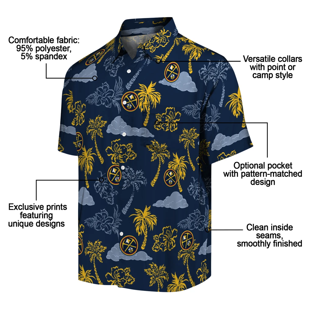 Denver Nuggets Hawaiian Shirt - Palm And Clouds denver nuggets palm and clouds blue hawaiian shirts new arrival