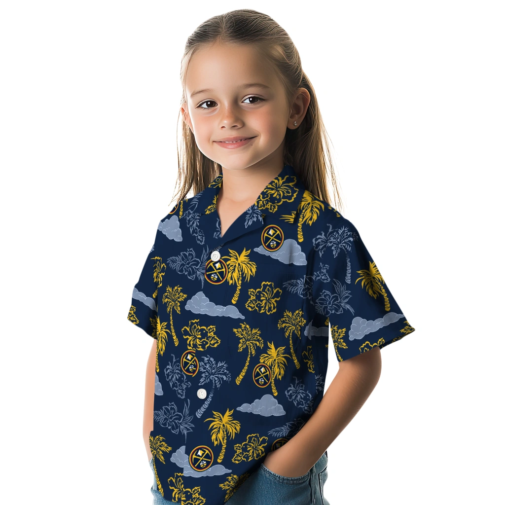 Denver Nuggets Hawaiian Shirt - Palm And Clouds denver nuggets palm and clouds blue hawaiian shirts premium grade
