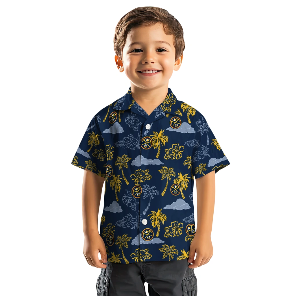 Denver Nuggets Hawaiian Shirt - Palm And Clouds denver nuggets palm and clouds blue hawaiian shirts top rated
