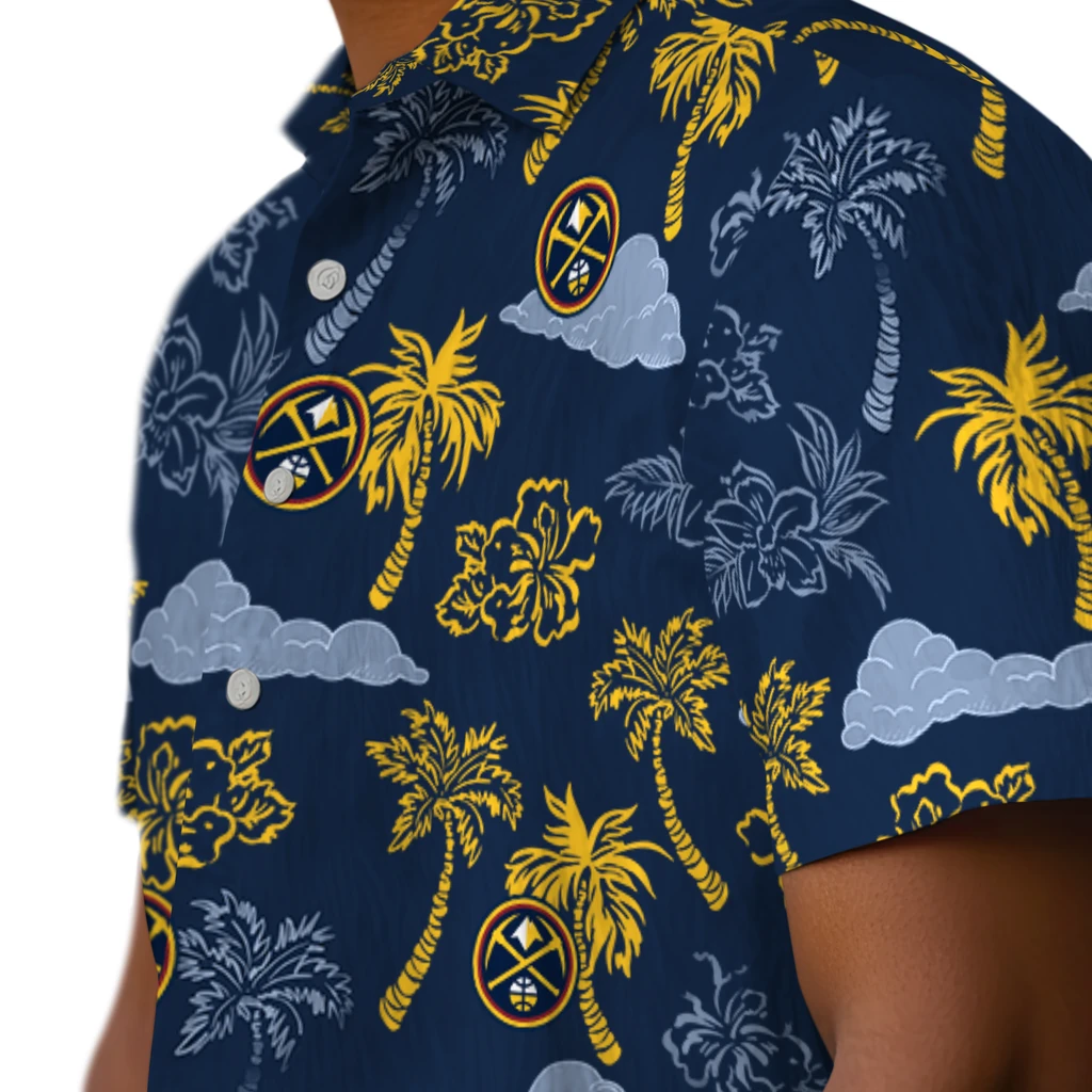 Denver Nuggets Hawaiian Shirt - Palm And Clouds denver nuggets palm and clouds blue hawaiian shirts trendy