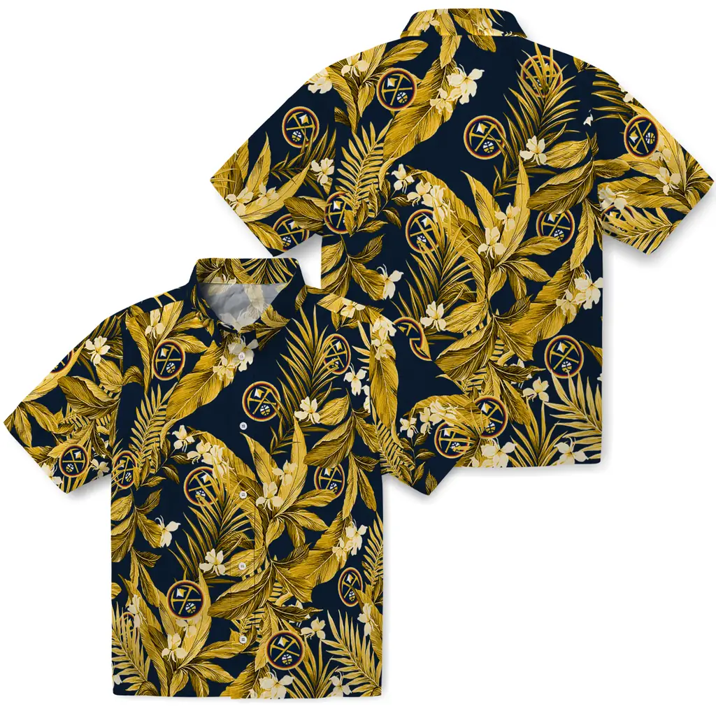 Denver Nuggets Hawaiian Shirt - Palm Leaves denver nuggets palm leaves blue hawaiian shirts high quality