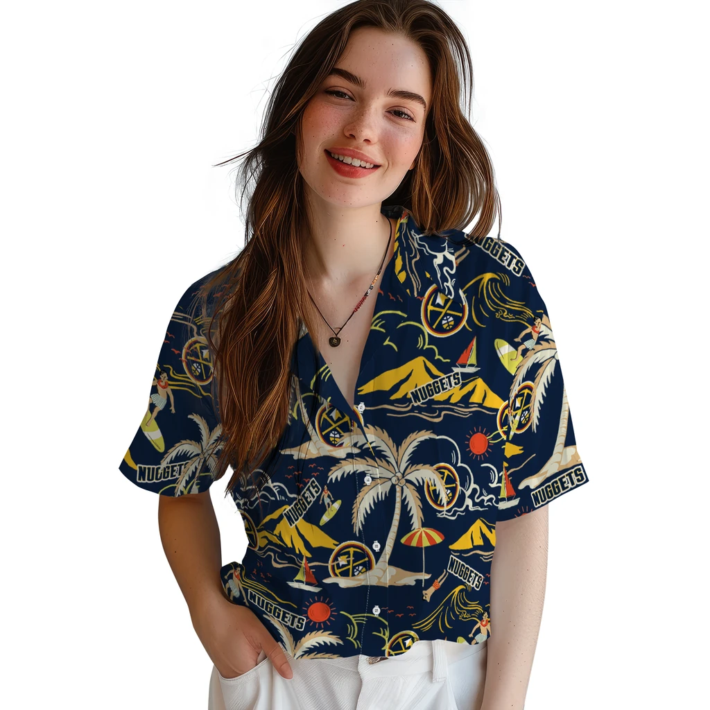 Denver Nuggets Hawaiian Shirt - Palm Tree Island denver nuggets palm tree island blue hawaiian shirts latest model