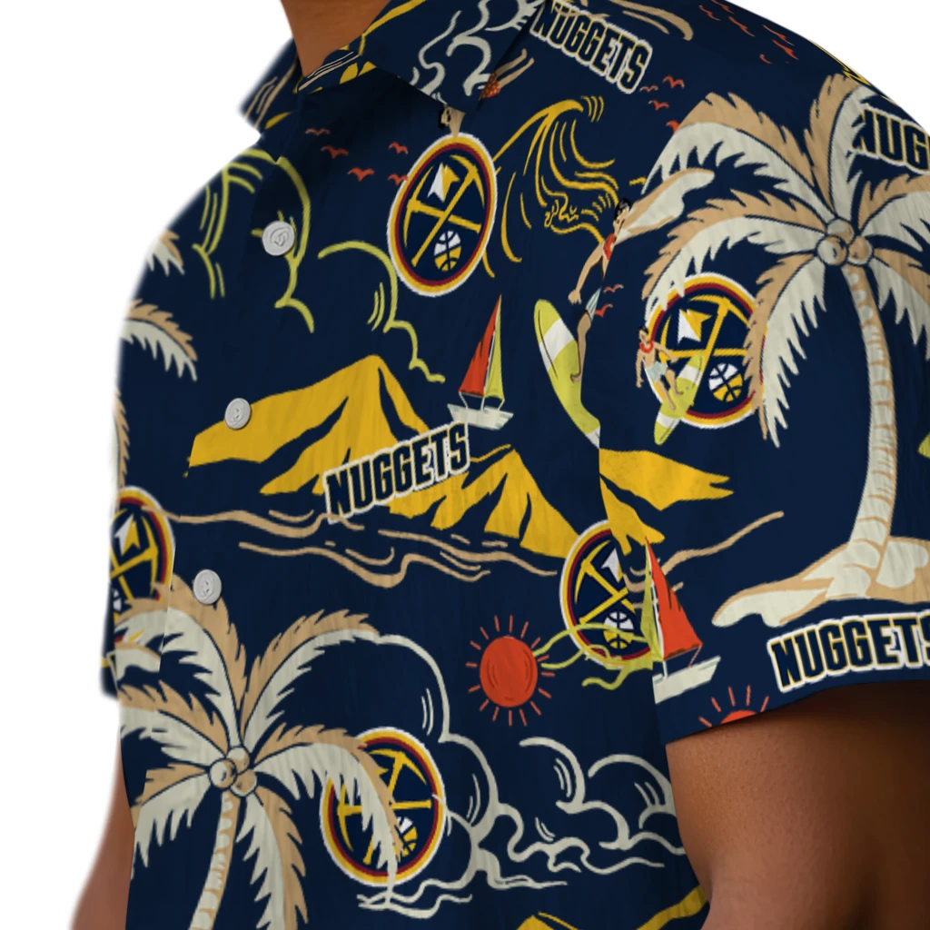 Denver Nuggets Hawaiian Shirt - Palm Tree Island denver nuggets palm tree island blue hawaiian shirts trendy