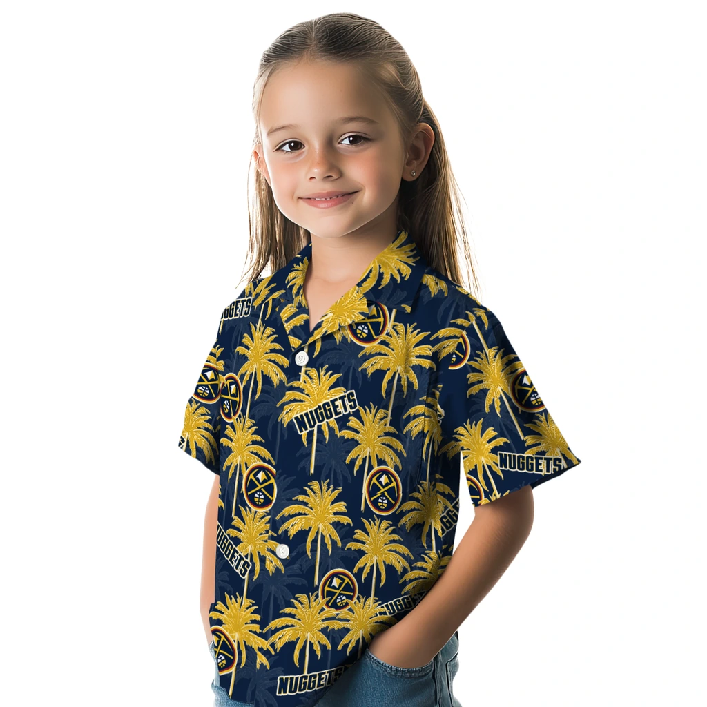 Denver Nuggets Hawaiian Shirt - Palm Tree Motif denver nuggets palm grove blue hawaiian shirts premium grade