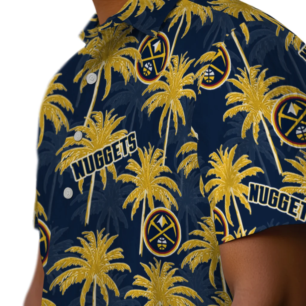 Denver Nuggets Hawaiian Shirt - Palm Tree Motif denver nuggets palm grove blue hawaiian shirts trendy
