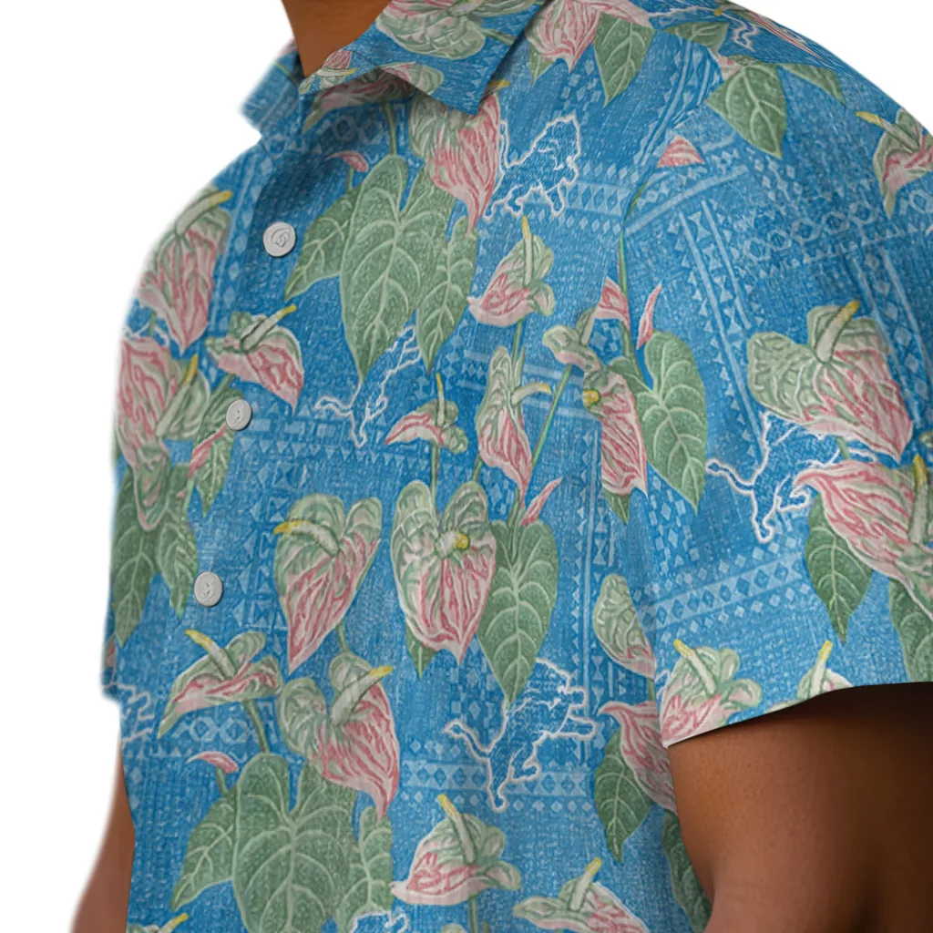 Detroit Lions Hawaiian Shirt - Anthurium Overlay detroit lions anthurium overlay blue hawaiian shirts trendy