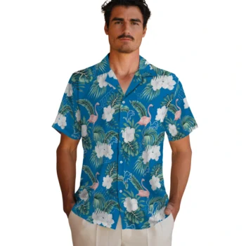 detroit lions flamingo palms blue hawaiian shirts fashion forward