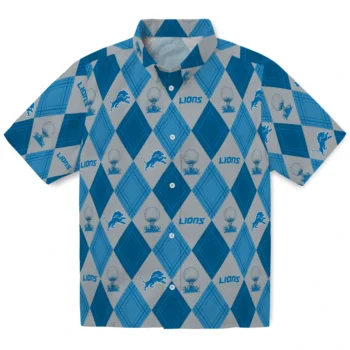 detroit lions balloon plaid blue hawaiian shirts best selling