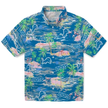detroit lions flamingo retreat blue hawaiian shirts best selling