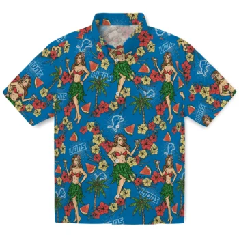 detroit lions hawaiian girls design blue hawaiian shirts best selling