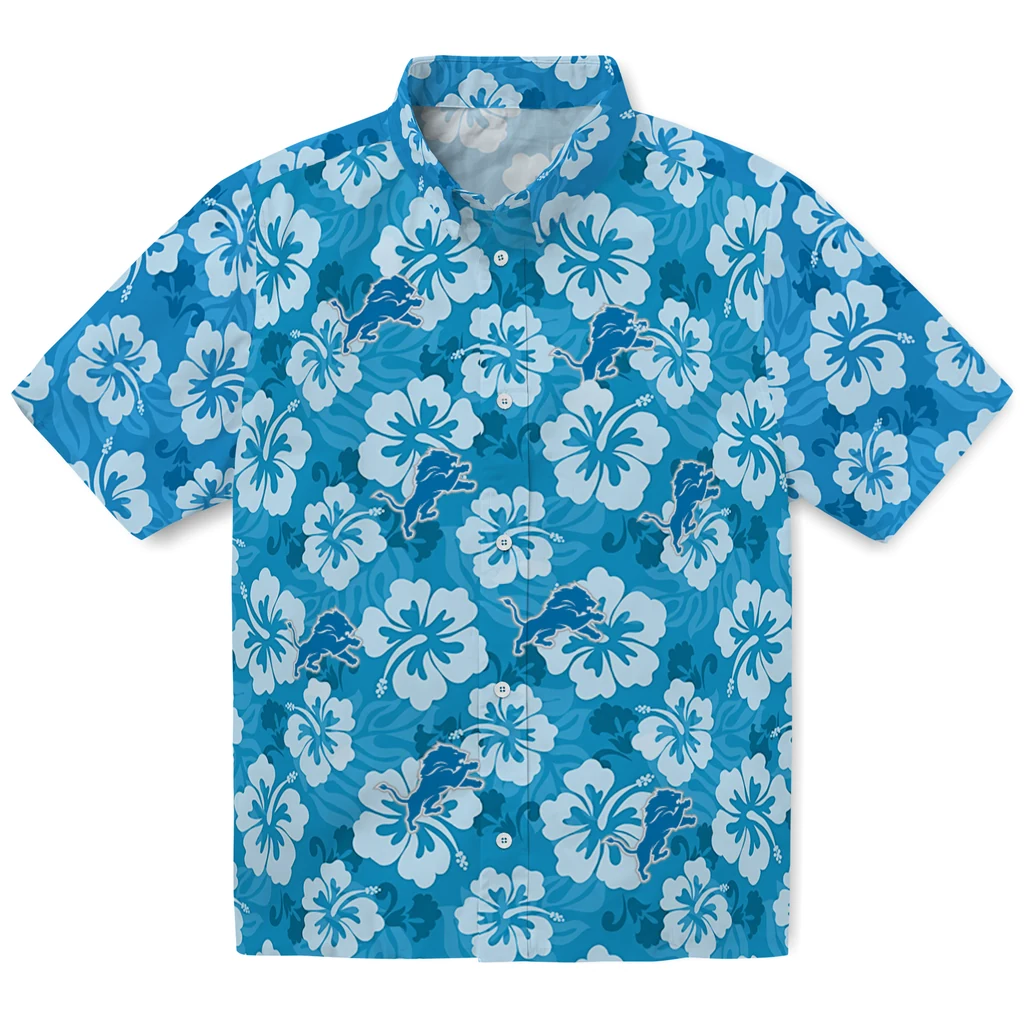 Detroit Lions Hawaiian Shirt - Hibiscus Cluster detroit lions hibiscus cluster blue hawaiian shirts best selling
