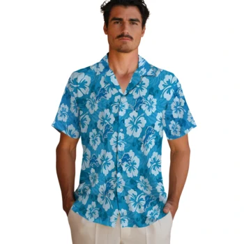 detroit lions hibiscus cluster blue hawaiian shirts fashion forward