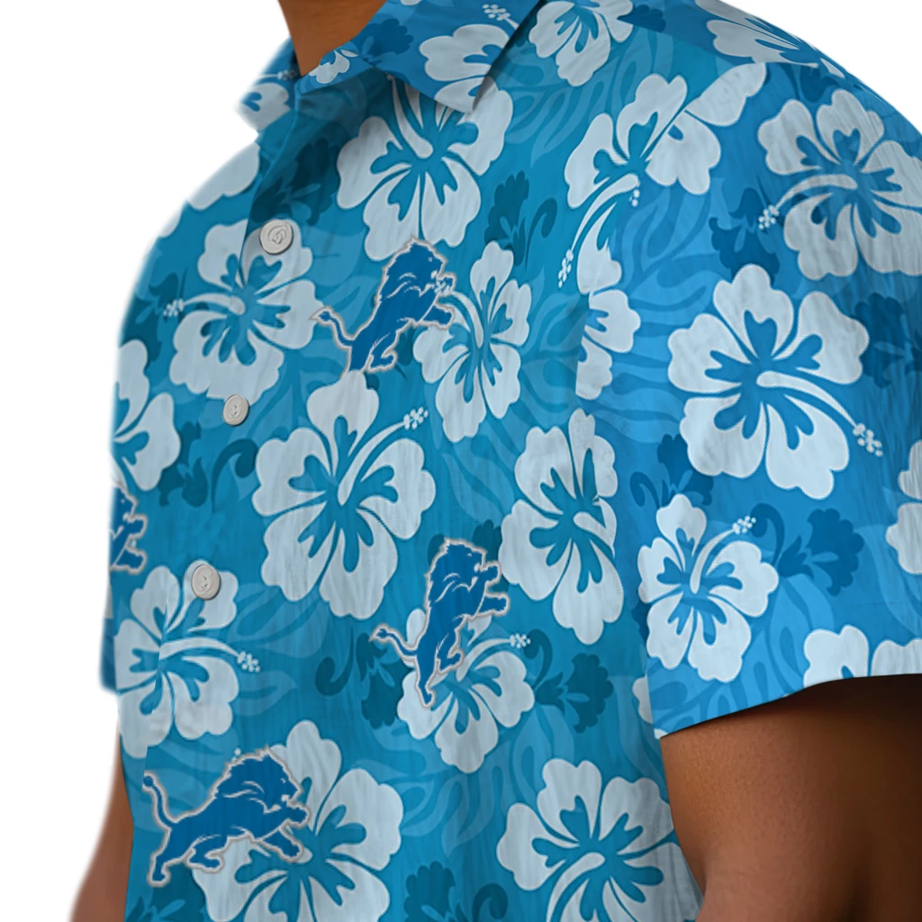 Detroit Lions Hawaiian Shirt - Hibiscus Cluster detroit lions hibiscus cluster blue hawaiian shirts trendy