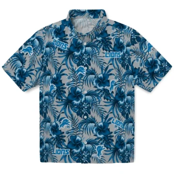 detroit lions hibiscus exotic blue hawaiian shirts best selling
