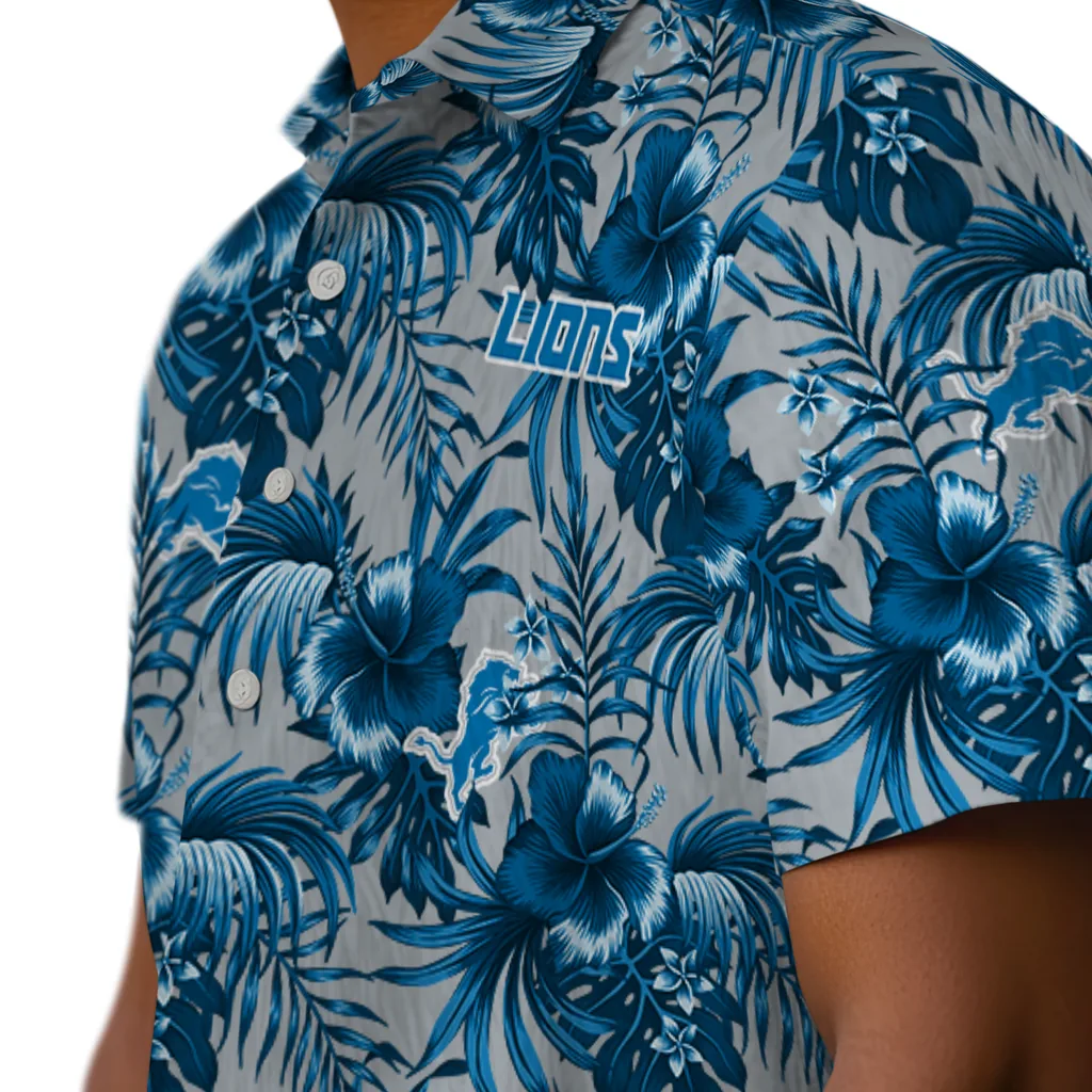 Detroit Lions Hawaiian Shirt - Hibiscus Exotic detroit lions hibiscus exotic blue hawaiian shirts trendy