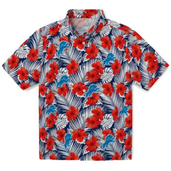 detroit lions hibiscus fiesta red royal blue hawaiian shirts best selling