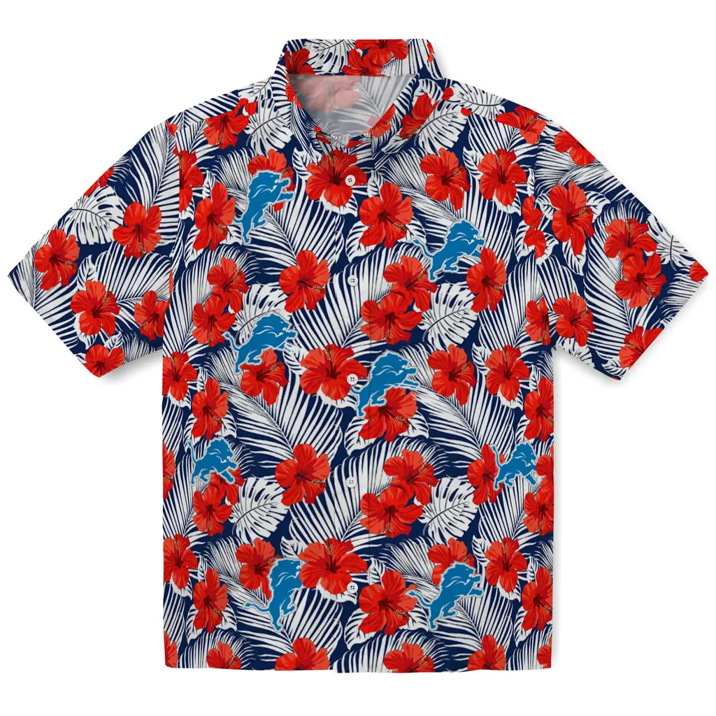 Detroit Lions Hawaiian Shirt - Hibiscus Fiesta detroit lions hibiscus fiesta red royal blue hawaiian shirts best selling