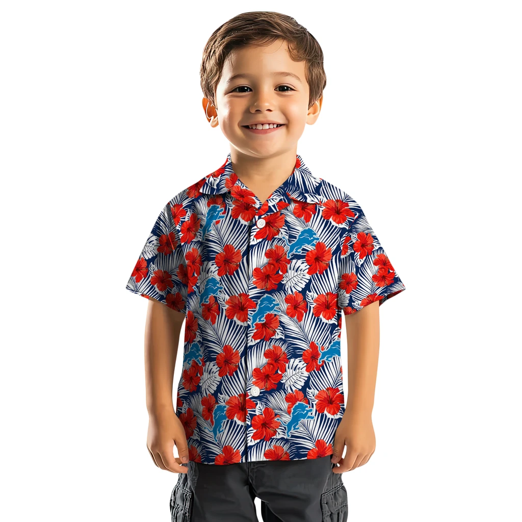 Detroit Lions Hawaiian Shirt - Hibiscus Fiesta detroit lions hibiscus fiesta red royal blue hawaiian shirts top rated