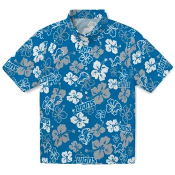 detroit lions hibiscus bloom blue hawaiian shirts best selling