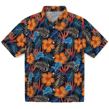 detroit lions hibiscus foliage hawaiian shirts best selling