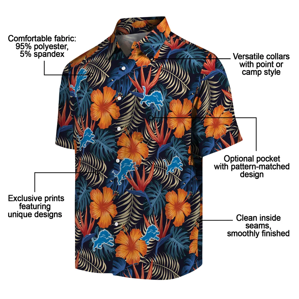 Detroit Lions Hawaiian Shirt - Hibiscus Foliage detroit lions hibiscus foliage hawaiian shirts new arrival