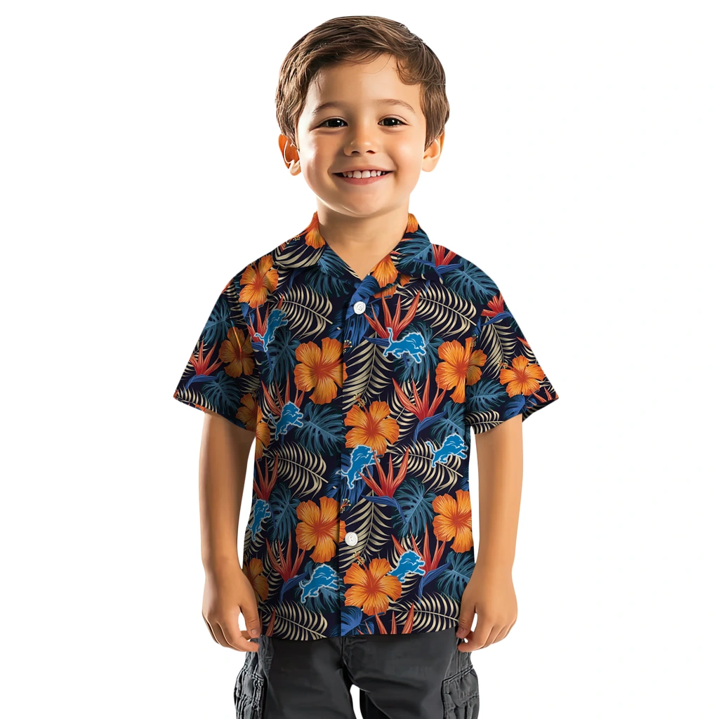 Detroit Lions Hawaiian Shirt - Hibiscus Foliage detroit lions hibiscus foliage hawaiian shirts top rated