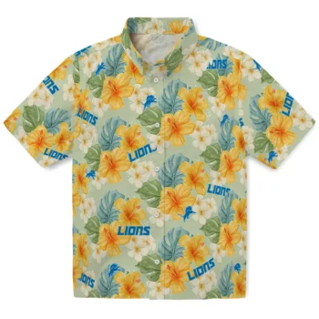 detroit lions hibiscus mood pale lime yellow hawaiian shirts best selling