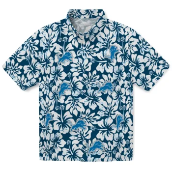 detroit lions hibiscus motif blue white hawaiian shirts best selling