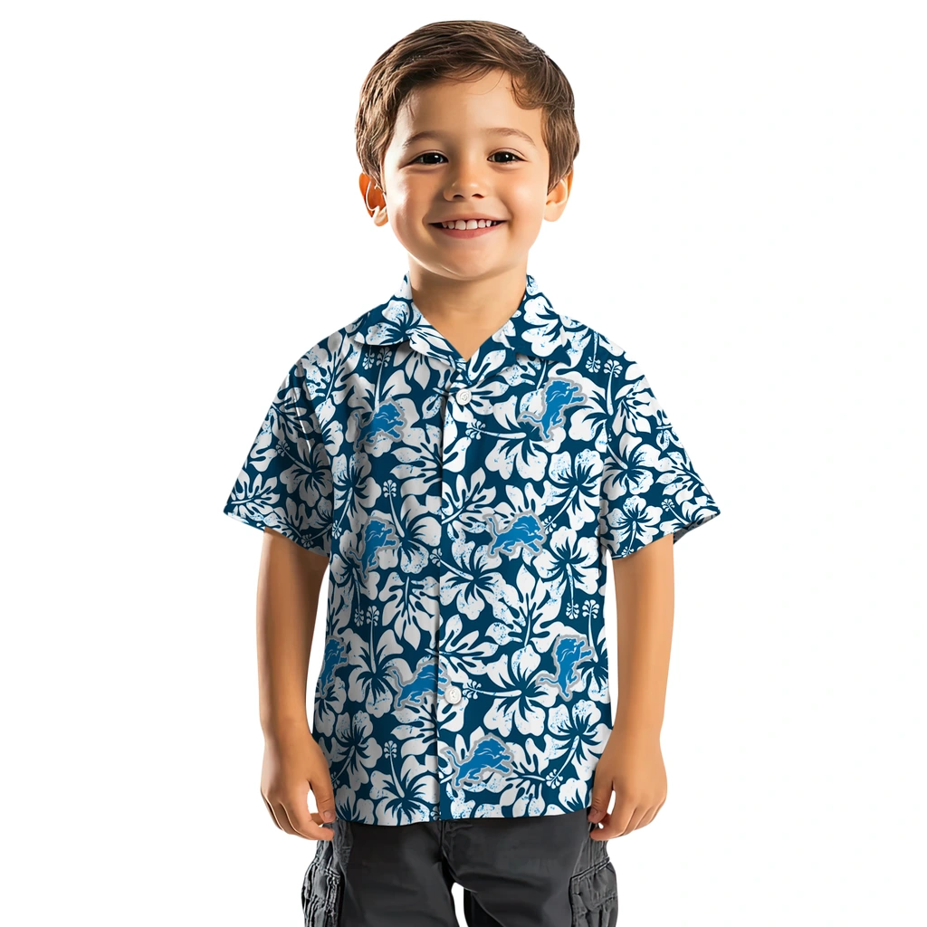 Detroit Lions Hawaiian Shirt - Hibiscus Motif detroit lions hibiscus motif blue white hawaiian shirts top rated