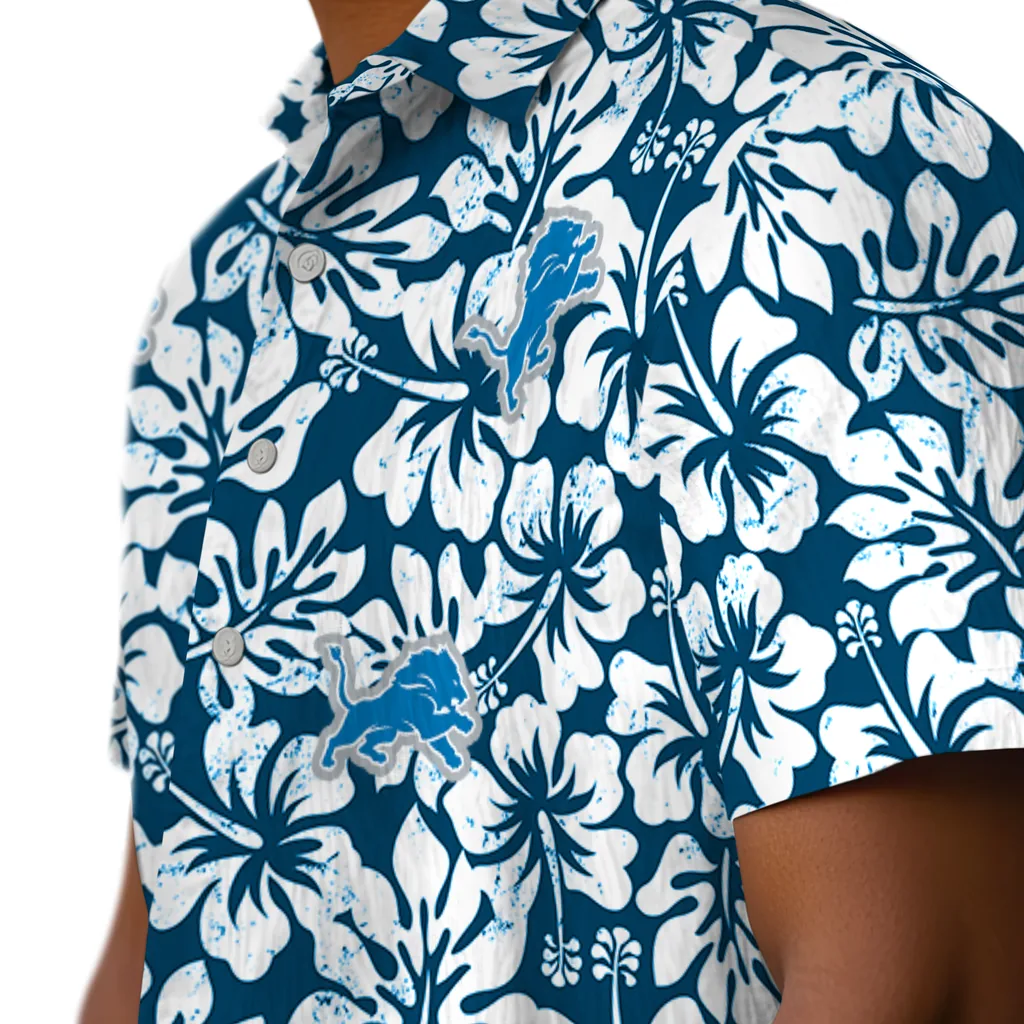 Detroit Lions Hawaiian Shirt - Hibiscus Motif detroit lions hibiscus motif blue white hawaiian shirts trendy
