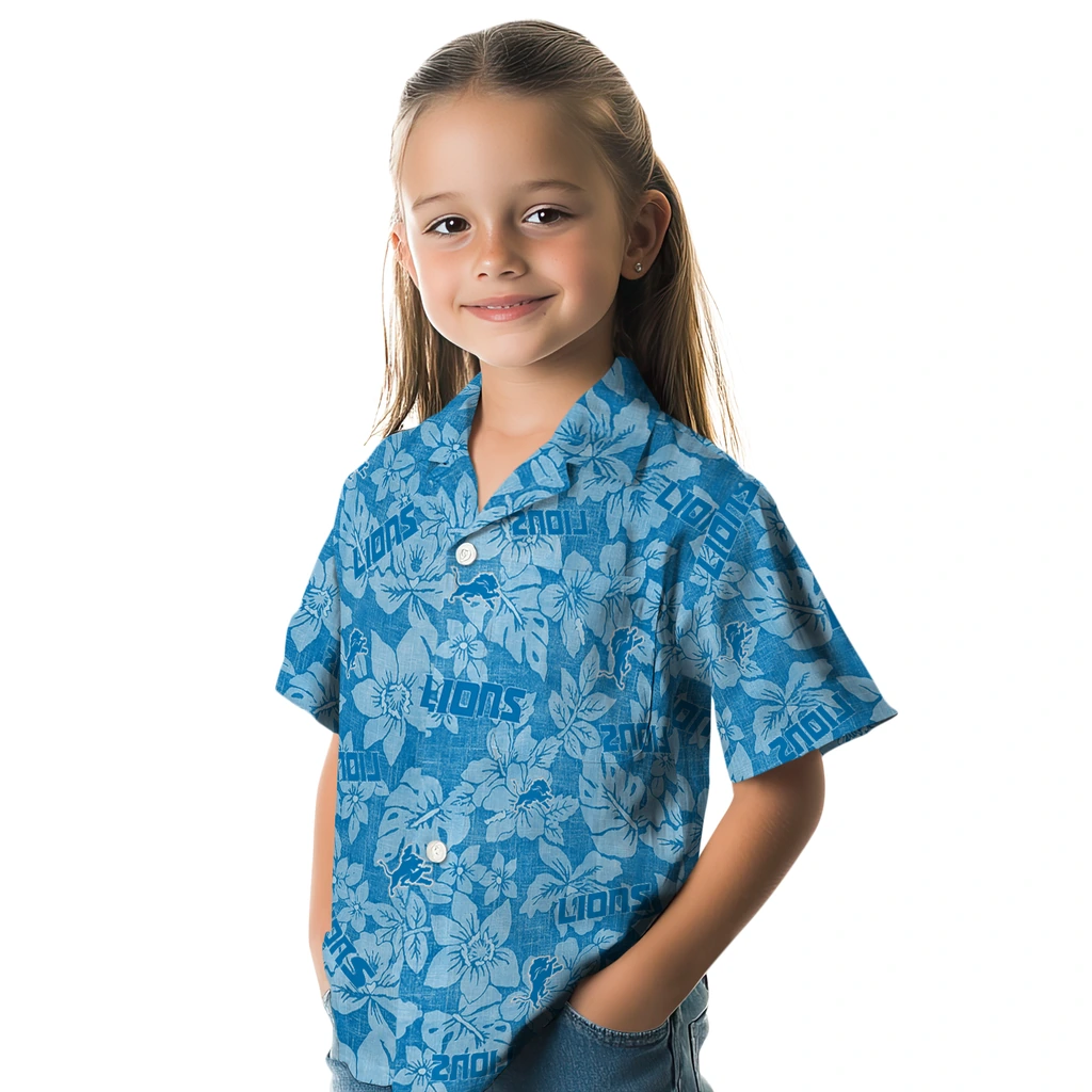 Detroit Lions Hawaiian Shirt - Hibiscus Oasis detroit lions hibiscus oasis blue hawaiian shirts premium grade