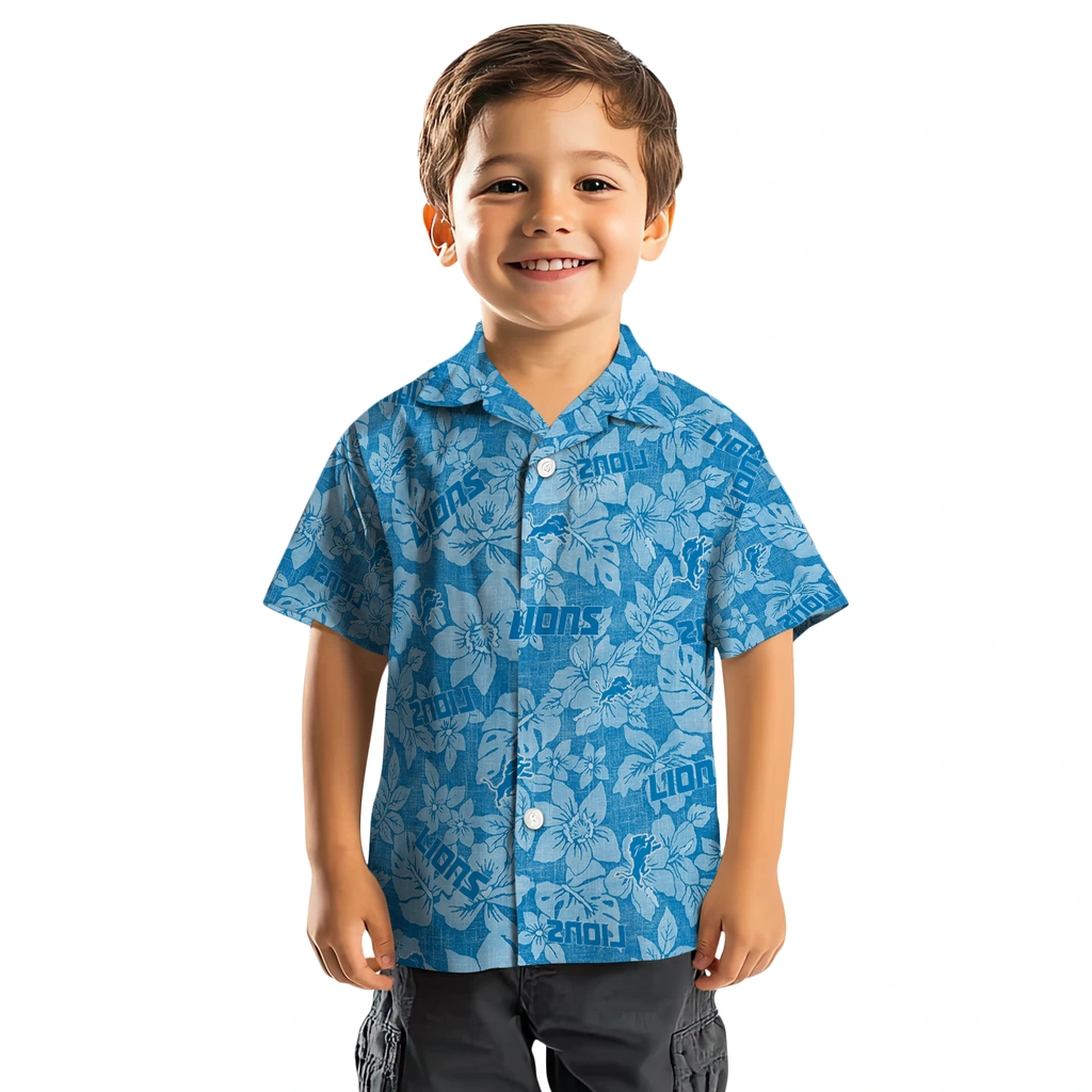 Detroit Lions Hawaiian Shirt - Hibiscus Oasis detroit lions hibiscus oasis blue hawaiian shirts top rated
