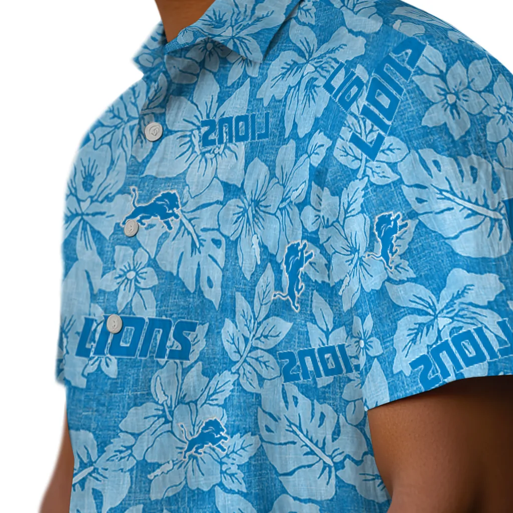 Detroit Lions Hawaiian Shirt - Hibiscus Oasis detroit lions hibiscus oasis blue hawaiian shirts trendy