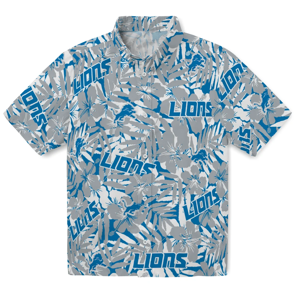 Detroit Lions Hawaiian Shirt - Hibiscus Overlay detroit lions hibiscus overlay hawaiian shirts best selling