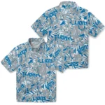 Detroit Lions Hawaiian Shirt – Hibiscus Overlay