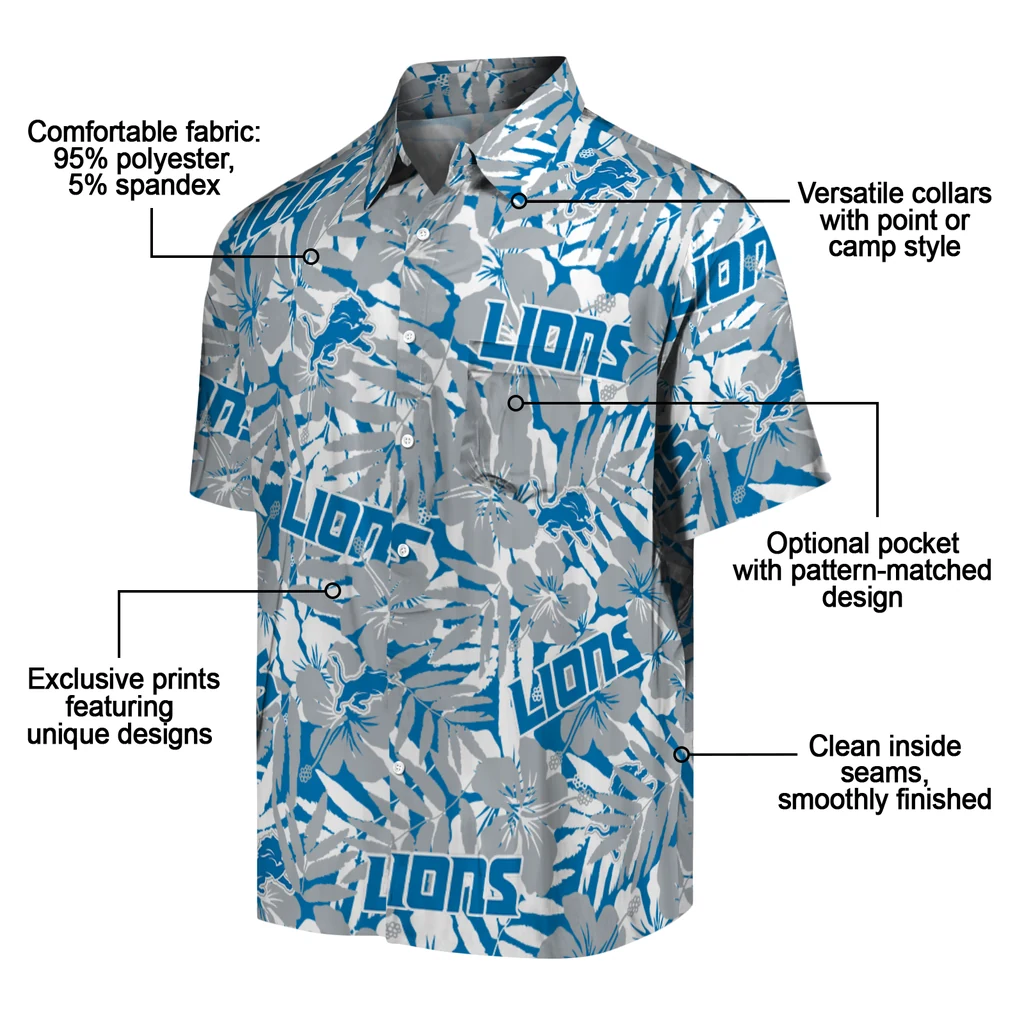 Detroit Lions Hawaiian Shirt - Hibiscus Overlay detroit lions hibiscus overlay hawaiian shirts new arrival