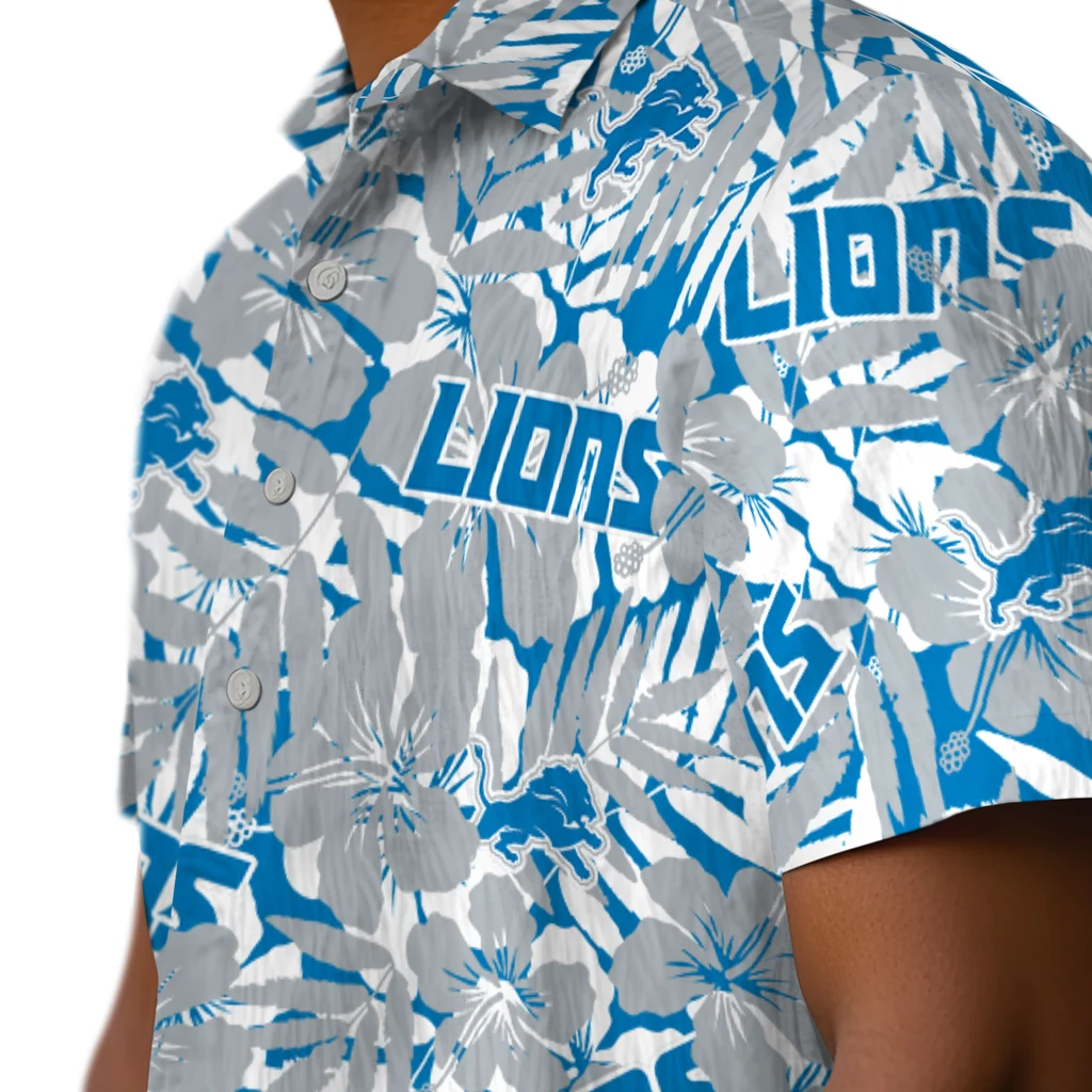Detroit Lions Hawaiian Shirt - Hibiscus Overlay detroit lions hibiscus overlay hawaiian shirts trendy
