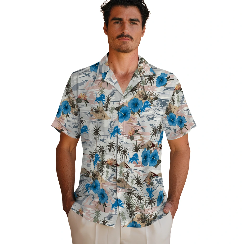 Detroit Lions Hawaiian Shirt - Hibiscus Seaside detroit lions hibiscus seaside white hawaiian shirts fashion forward