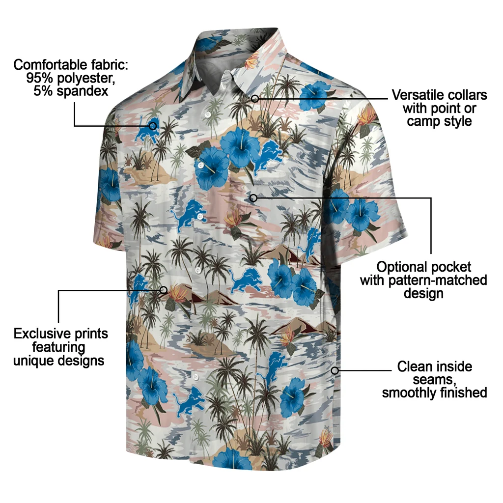 Detroit Lions Hawaiian Shirt - Hibiscus Seaside detroit lions hibiscus seaside white hawaiian shirts new arrival