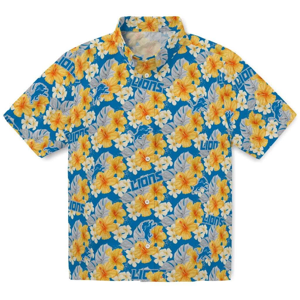 Detroit Lions Hawaiian Shirt - Hibiscus Tropics detroit lions hibiscus tropics blue yellow hawaiian shirts best selling
