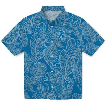detroit lions leaf outline blue hawaiian shirts best selling