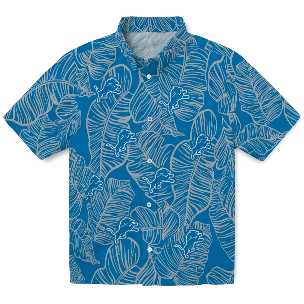 Detroit Lions Hawaiian Shirt - Leaf Outline detroit lions leaf outline blue hawaiian shirts best selling