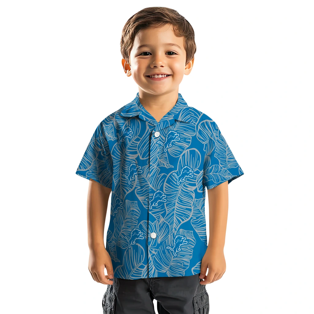 Detroit Lions Hawaiian Shirt - Leaf Outline detroit lions leaf outline blue hawaiian shirts top rated