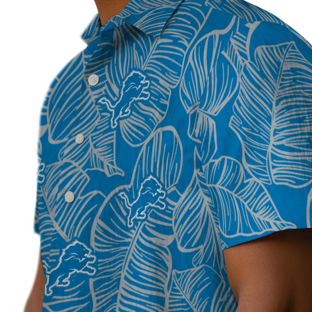 Detroit Lions Hawaiian Shirt - Leaf Outline detroit lions leaf outline blue hawaiian shirts trendy