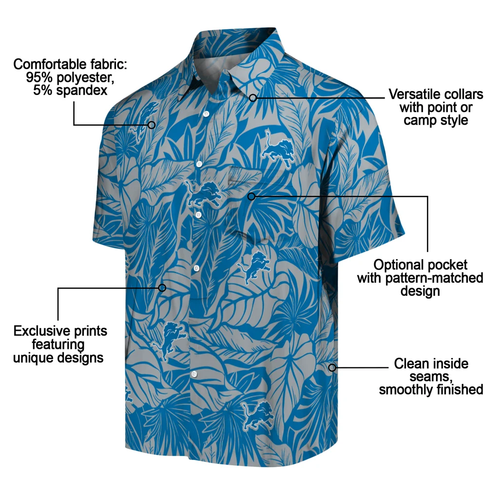 Detroit Lions Hawaiian Shirt - Monstera Layer detroit lions monstera layer blue hawaiian shirts new arrival