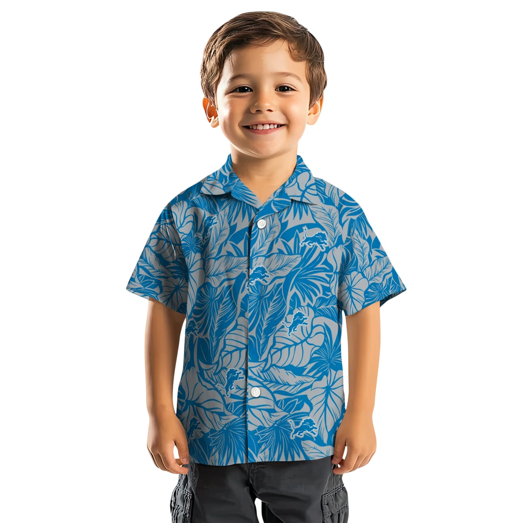 Detroit Lions Hawaiian Shirt - Monstera Layer detroit lions monstera layer blue hawaiian shirts top rated
