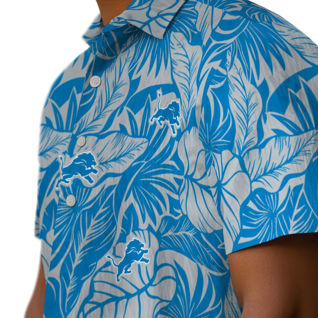 Detroit Lions Hawaiian Shirt - Monstera Layer detroit lions monstera layer blue hawaiian shirts trendy