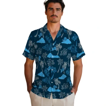 detroit lions palm and clouds blue hawaiian shirts fashion forward