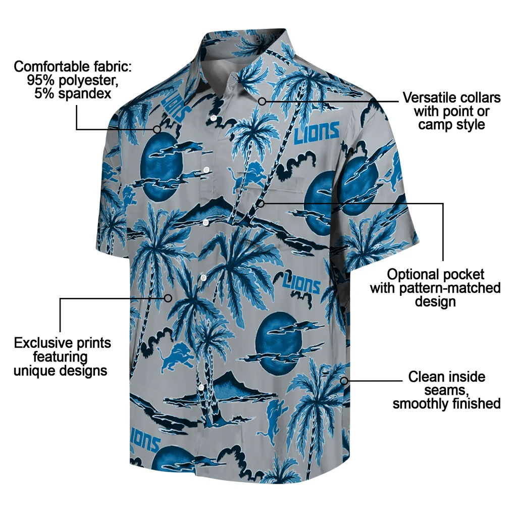 Detroit Lions Hawaiian Shirt - Palm Sunset detroit lions palm sunset hawaiian shirts new arrival