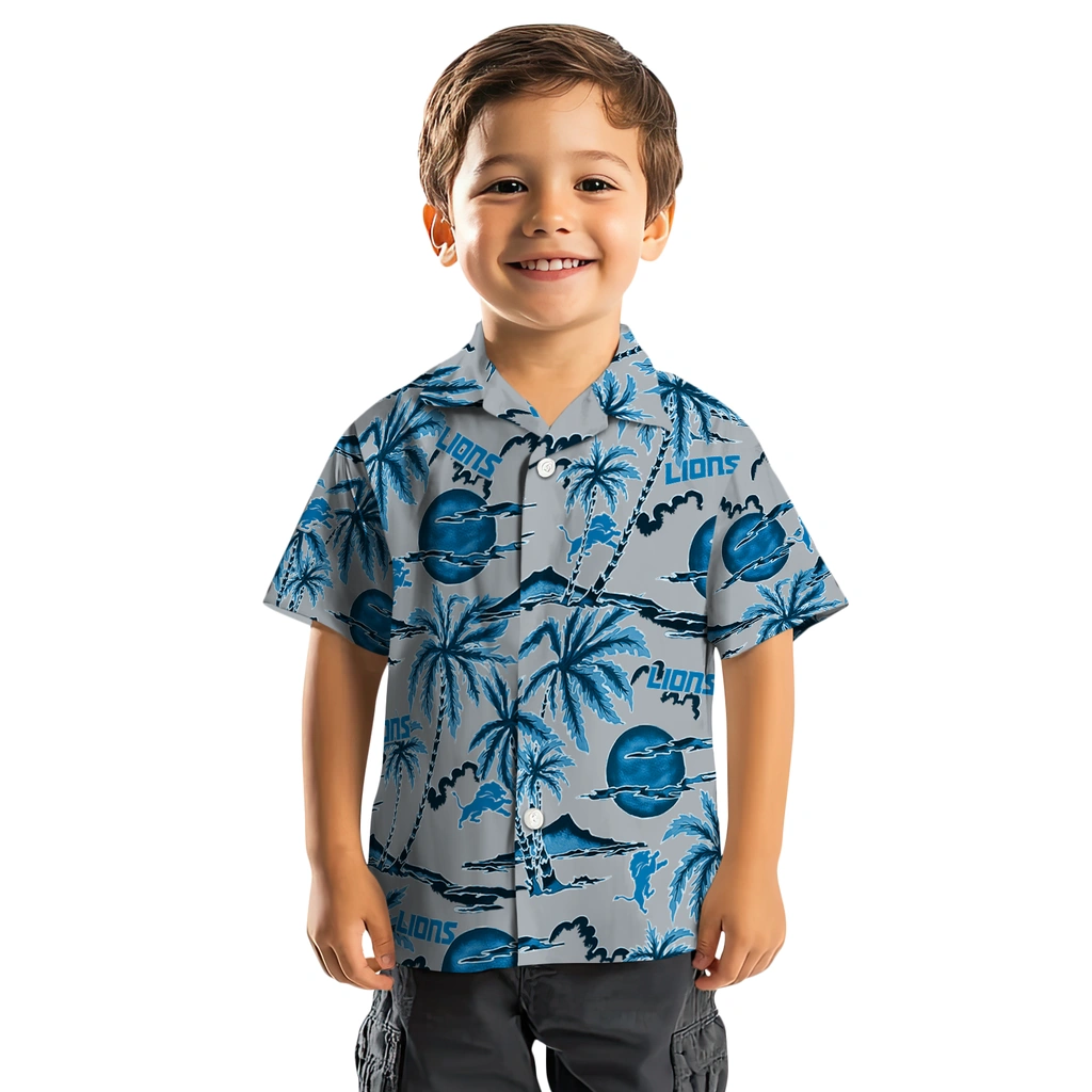 Detroit Lions Hawaiian Shirt - Palm Sunset detroit lions palm sunset hawaiian shirts top rated